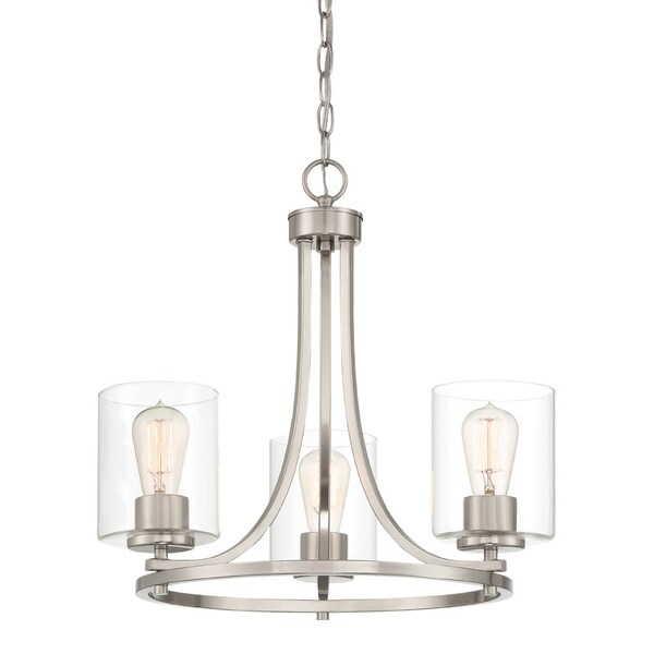 Designers Fountain Liam 3 Light Contemporary Satin Platinum with Clear Glass Shades Chandelier For Dining Rooms 93083-SP - main